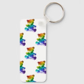 SlipperyJoeのブラシ仕上げ金属テディベアレインボーグラ キーホルダー (裏面)