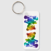 SlipperyJoeのブラシ仕上げ金属テディベアレインボーグラ キーホルダー (正面)