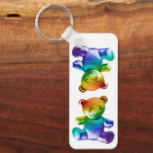 SlipperyJoeのブラシ仕上げ金属テディベアレインボーグラ キーホルダー (正面)