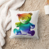 SlipperyJoeのブラシ仕上げ金属テディベアレインボーグラ クッション (ブランケット)