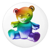 SlipperyJoeのブラシ仕上げ金属テディベアレインボーグラ セラミックノブ (正面)