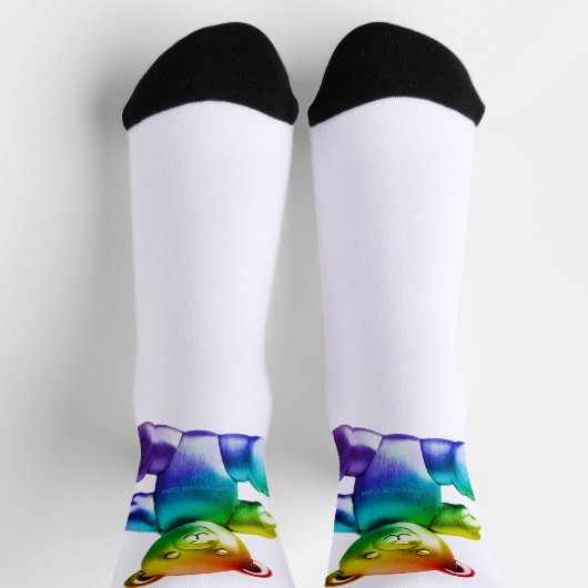 SlipperyJoeのブラシ仕上げ金属テディベアレインボーグラ ソックス (上部)