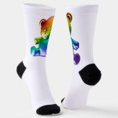 SlipperyJoeのブラシ仕上げ金属テディベアレインボーグラ ソックス (傾斜あり)