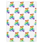 SlipperyJoeのブラシ仕上げ金属テディベアレインボーグラ テーブルクロス (正面)