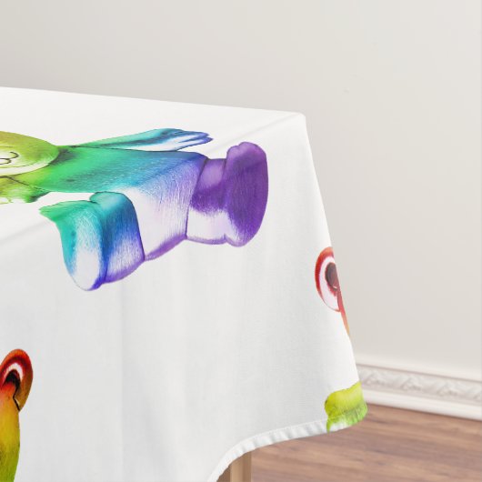 SlipperyJoeのブラシ仕上げ金属テディベアレインボーグラ テーブルクロス (インサイチュ)