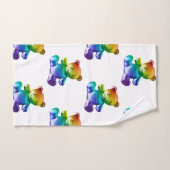 SlipperyJoeのブラシ仕上げ金属テディベアレインボーグラ バスタオルセット (ハンドタオル)