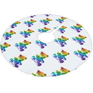 SlipperyJoeのブラシ仕上げ金属テディベアレインボーグラ ブラッシュドポリエステルツリースカート