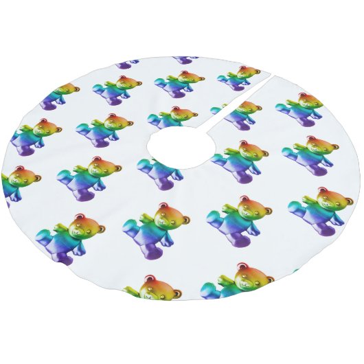 SlipperyJoeのブラシ仕上げ金属テディベアレインボーグラ ブラッシュドポリエステルツリースカート (アングル)