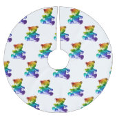 SlipperyJoeのブラシ仕上げ金属テディベアレインボーグラ ブラッシュドポリエステルツリースカート (正面)