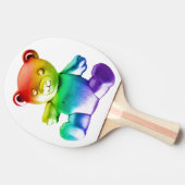 SlipperyJoeのブラシ仕上げ金属テディベアレインボーグラ 卓球ラケット (横)