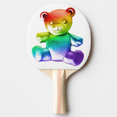 SlipperyJoeのブラシ仕上げ金属テディベアレインボーグラ 卓球ラケット (正面)