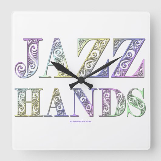 SlipperyJoeのブロードウェイ ミュージカルJazz Handsクィアカ スクエア壁時計 (正面)