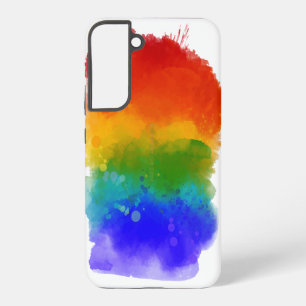 SlipperyJoeのプライドスプラッターカラーレインボーお祝い Samsung Galaxy S22+ケース