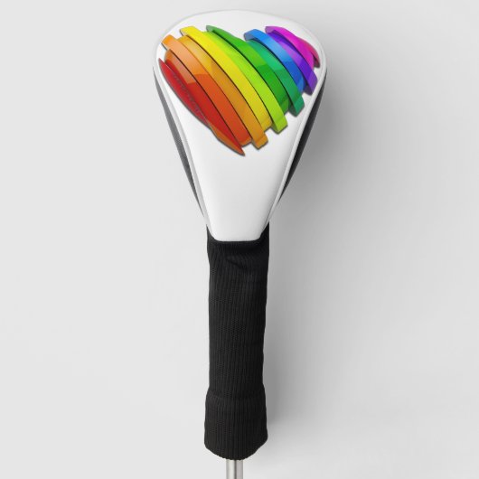 SlipperyJoeのプライドハートの形状が複数の水平 ゴルフヘッドカバー (正面)