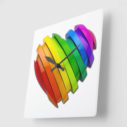 SlipperyJoeのプライドハートの形状が複数の水平 スクエア壁時計 (傾斜)