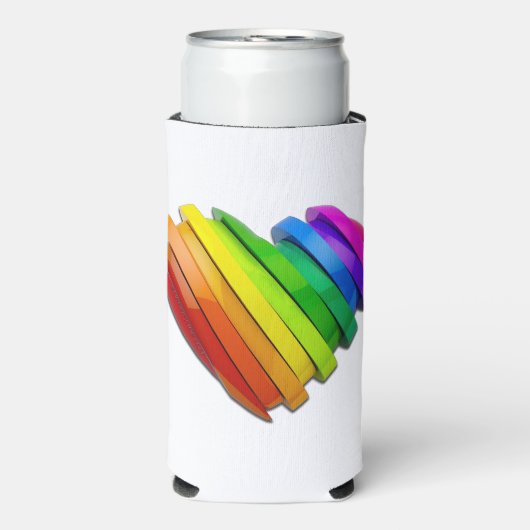 SlipperyJoeのプライドハートの形状が複数の水平 スリム缶クーラー (Seltzer正面)