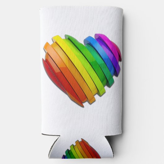 SlipperyJoeのプライドハートの形状が複数の水平 スリム缶クーラー (裏面)