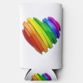 SlipperyJoeのプライドハートの形状が複数の水平 スリム缶クーラー (正面)