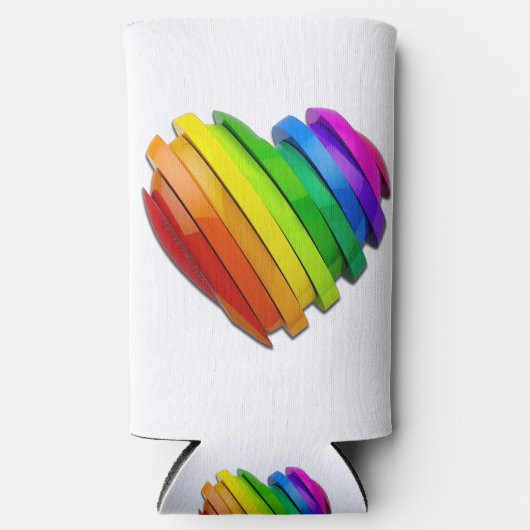 SlipperyJoeのプライドハートの形状が複数の水平 スリム缶クーラー (正面)