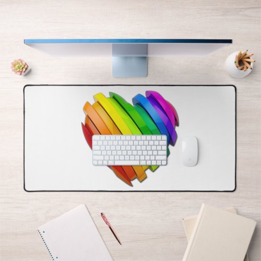 SlipperyJoeのプライドハートの形状が複数の水平 デスクマット (オフィス1)