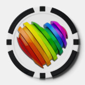 SlipperyJoeのプライドハートの形状が複数の水平 ポーカーチップ (正面)