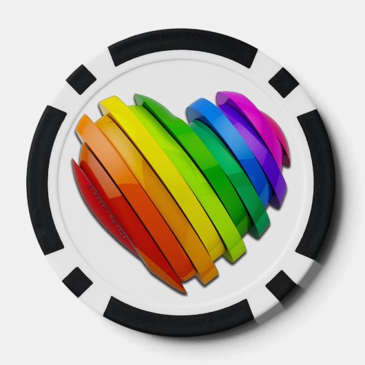 SlipperyJoeのプライドハートの形状が複数の水平 ポーカーチップ (裏面)