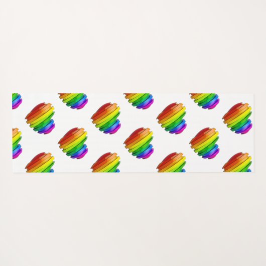 SlipperyJoeのプライドハートの形状が複数の水平 ヨガマット (裏面(横))