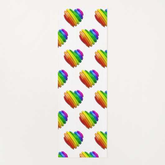 SlipperyJoeのプライドハートの形状が複数の水平 ヨガマット (正面)