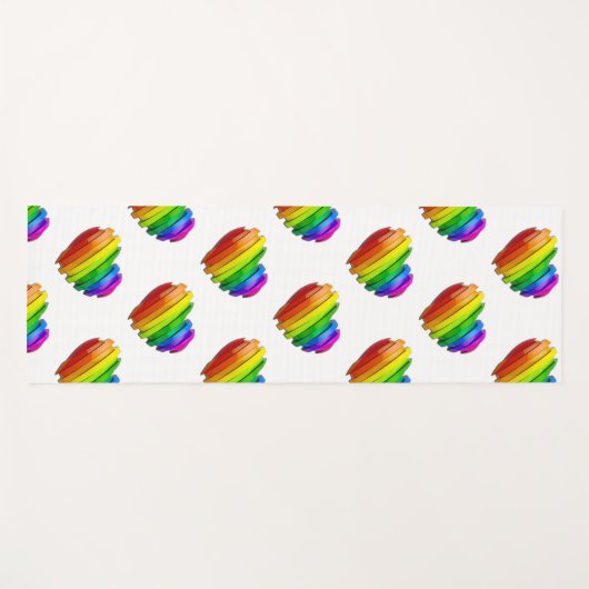 SlipperyJoeのプライドハートの形状が複数の水平 ヨガマット (正面(横))