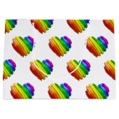 SlipperyJoeのプライドハートの形状が複数の水平 ラージペーパーバッグ (正面)