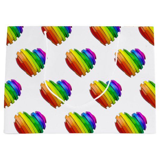 SlipperyJoeのプライドハートの形状が複数の水平 ラージペーパーバッグ (正面)