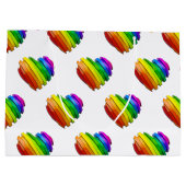 SlipperyJoeのプライドハートの形状が複数の水平 ラージペーパーバッグ (裏面)