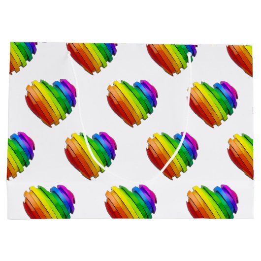 SlipperyJoeのプライドハートの形状が複数の水平 ラージペーパーバッグ (裏面)