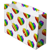 SlipperyJoeのプライドハートの形状が複数の水平 ラージペーパーバッグ (裏面アングル)