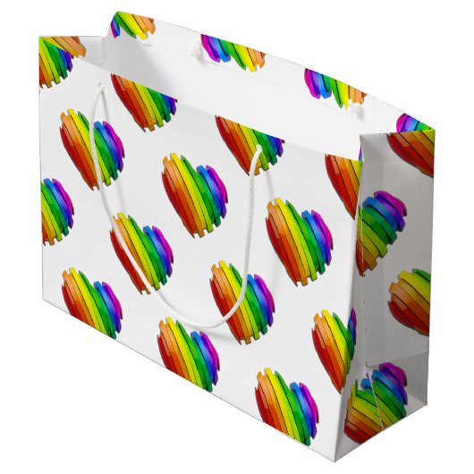 SlipperyJoeのプライドハートの形状が複数の水平 ラージペーパーバッグ (裏面アングル)