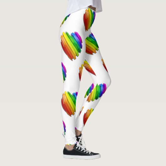 SlipperyJoeのプライドハートの形状が複数の水平 レギンス (右)