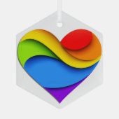 SlipperyJoeのプライドハートカーブハートシェイプ3 ガラスオーナメント (裏面)