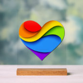 SlipperyJoeのプライドハート曲線シェイプ3-D 3D アクリルサイン (ニュートラル)