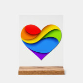 SlipperyJoeのプライドハート曲線シェイプ3-D 3D アクリルサイン (正面)