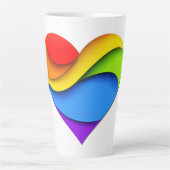SlipperyJoeのプライドハート曲線シェイプ3-D 3D カフェラテマグ (正面)