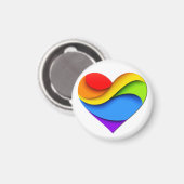 SlipperyJoeのプライドハート曲線シェイプ3-D 3D マグネット (正面/裏面)