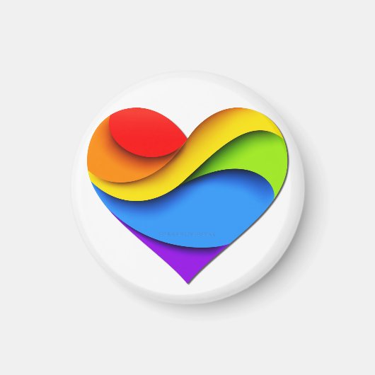 SlipperyJoeのプライドハート曲線シェイプ3-D 3D マグネット (正面)