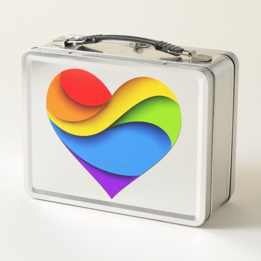 SlipperyJoeのプライドハート曲線シェイプ3-D 3D メタルランチボックス (裏面)