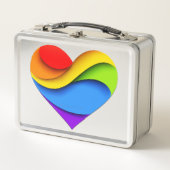 SlipperyJoeのプライドハート曲線シェイプ3-D 3D メタルランチボックス (正面)