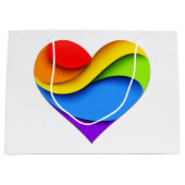 SlipperyJoeのプライドハート曲線シェイプ3-D 3D ラージペーパーバッグ (正面)