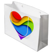 SlipperyJoeのプライドハート曲線シェイプ3-D 3D ラージペーパーバッグ (裏面アングル)