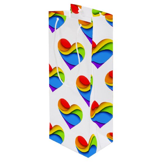 SlipperyJoeのプライドハート曲線シェイプ3-D 3D ワインギフトバッグ (裏面アングル)