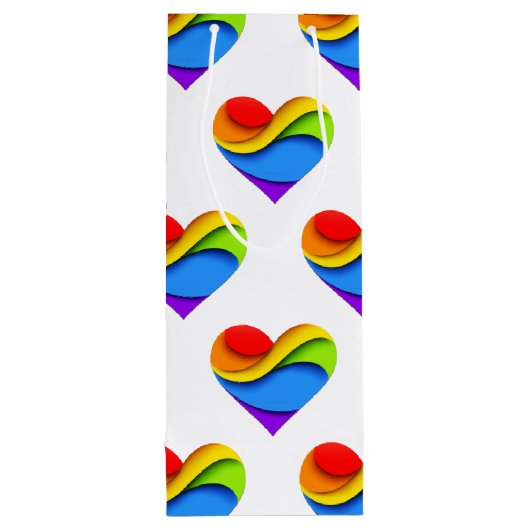 SlipperyJoeのプライドハート曲線シェイプ3-D 3D ワインギフトバッグ (裏面)