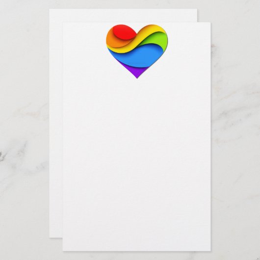 SlipperyJoeのプライドハート曲線シェイプ3-D 3D 便箋 (正面/裏面)