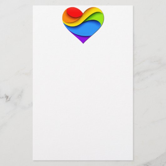 SlipperyJoeのプライドハート曲線シェイプ3-D 3D 便箋 (正面)